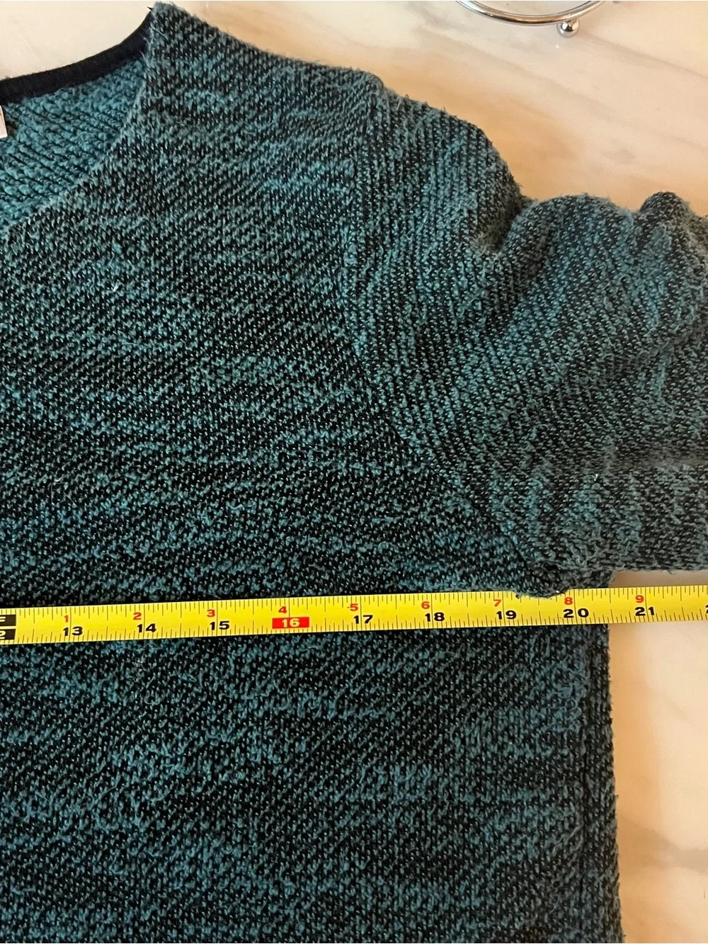 Croft & Barrow Women’s PXL Teal Black Textured Knit Sweater Cotton Blend
